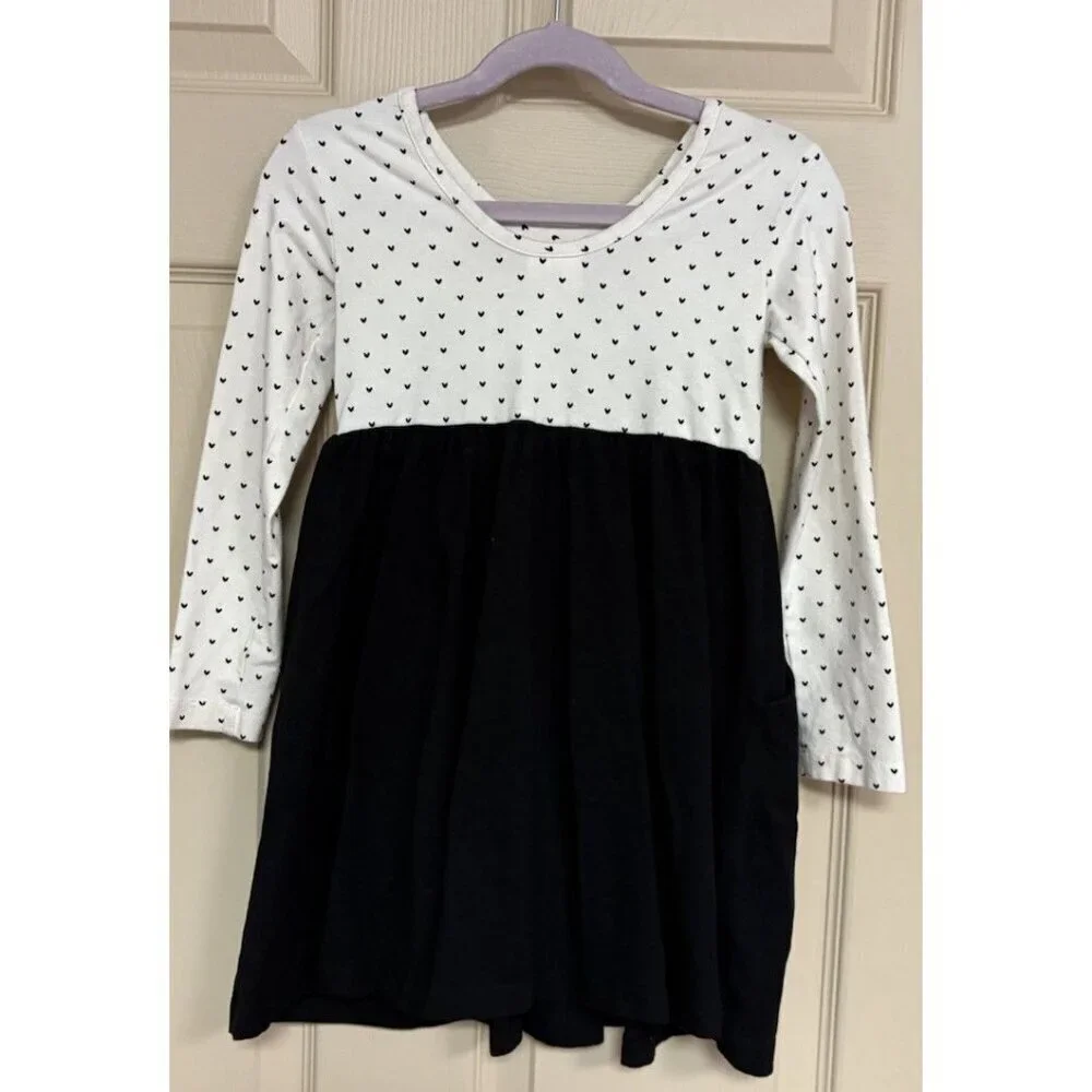 Hanna Andersson Girl's Minnie Mouse Long Sleeved Pocket Black White Red Dress